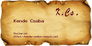 Kende Csaba névjegykártya